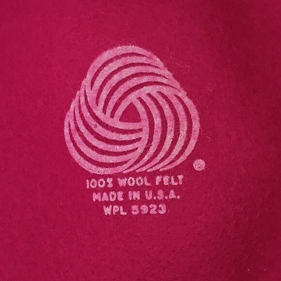 Vintage Womens 60s 70s Pink Felt Hat Wide Brim Grosgrain Band USA WPL 5923 main image 4